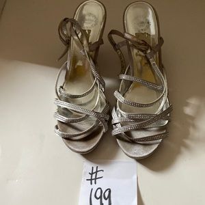 L. Miller silver studded heels size 9. Heel height 3.5 inch heel